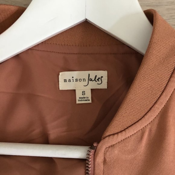 Maison Jules Satin Ruffled Bomber Jacket - Picture 7 of 12